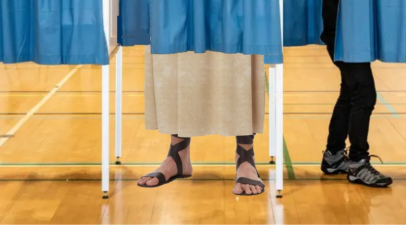 Jesus in voting booth
